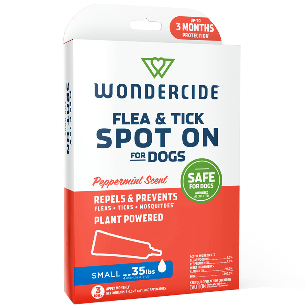 Wondercide Peppermint Scent Flea & Tick Spot On for Dogs w/ Natural Essential Oils, 3-Pack, 3-Pack - Front, Small