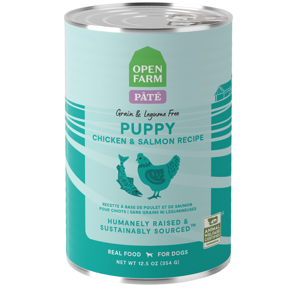 Open Farm Grain & Legume Free Chicken & Salmon Recipe Pate Canned Puppy Food - front