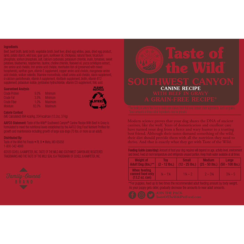 taste of the wild feeding chart