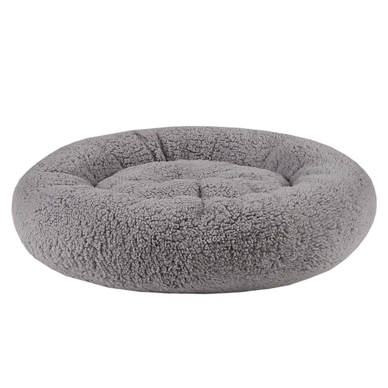 Friends Forever Gray Sherpa Donut Dog Bed - Front
