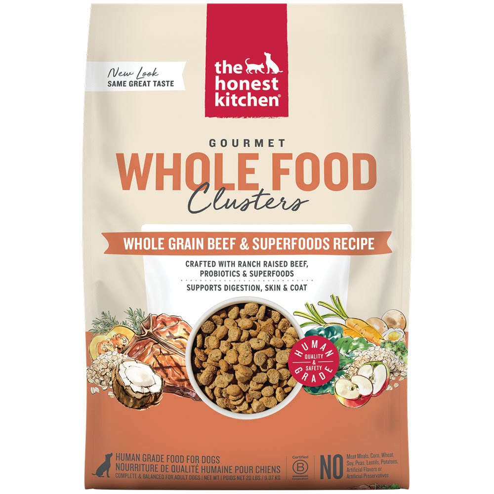 The Honest Kitchen Gourmet Whole Food Clusters Whole Grain Beef & Superfoods Recipe Dry Dog Food - Front