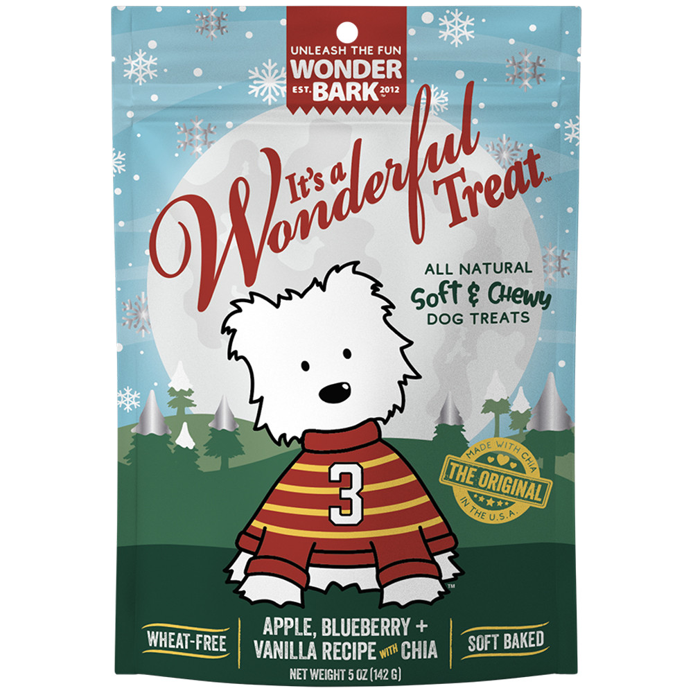Einstein Pets It's a Wonderful Treat Apple, Blueberry + Vanilla Recipe w/ Chia Soft & Chewy Dog Treats - Front