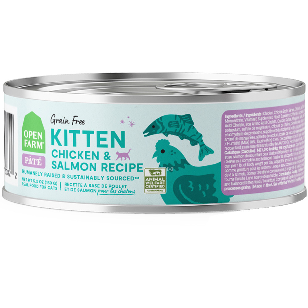 Open Farm Grain Free Chicken & Salmon Recipe Pate Canned Kitten Food - Front