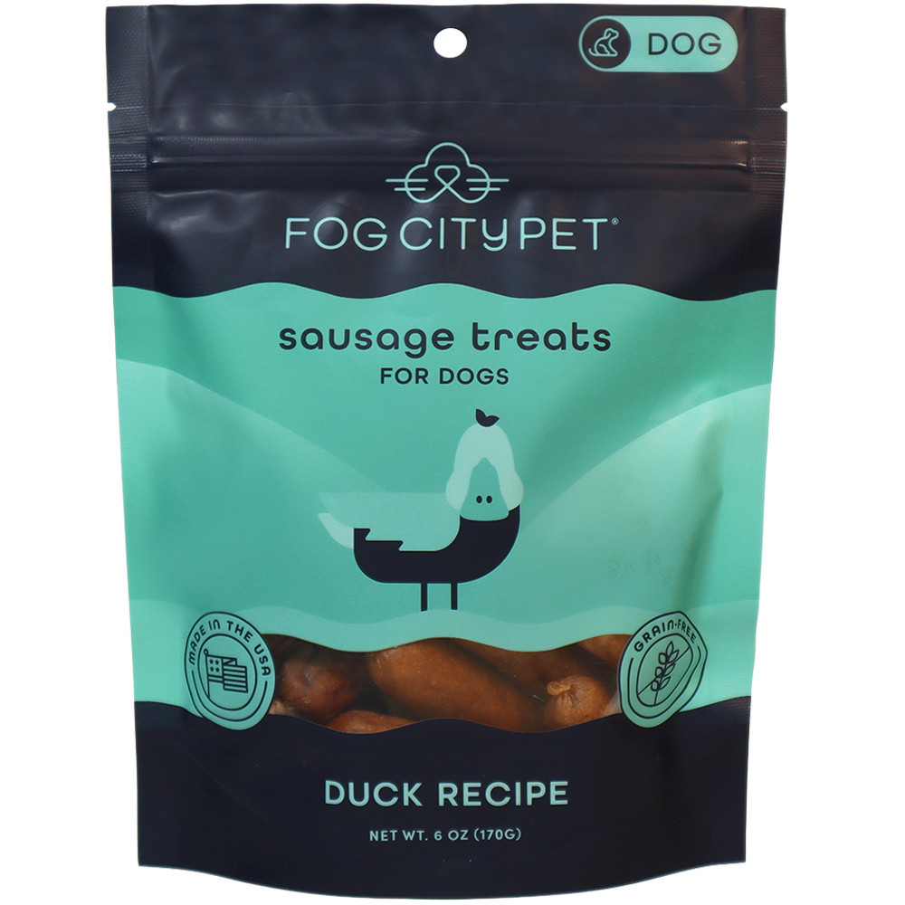 Fog City Pet Duck Sausage Jerky Dog Treats- Front, 6 oz