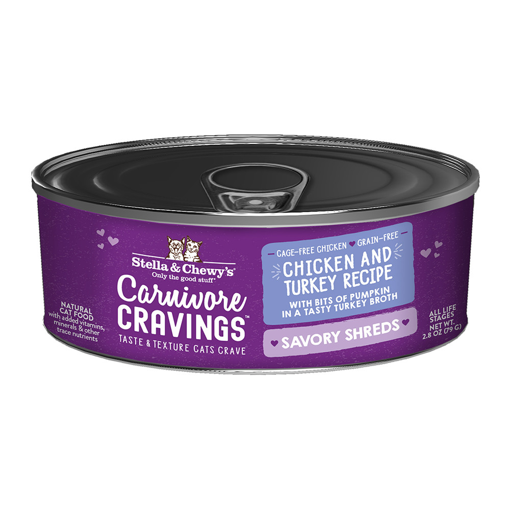 Stella & Chewy's Carnivore Cravings Chicken & Turkey Recipe Savory Shreds Canned Cat Food - Front