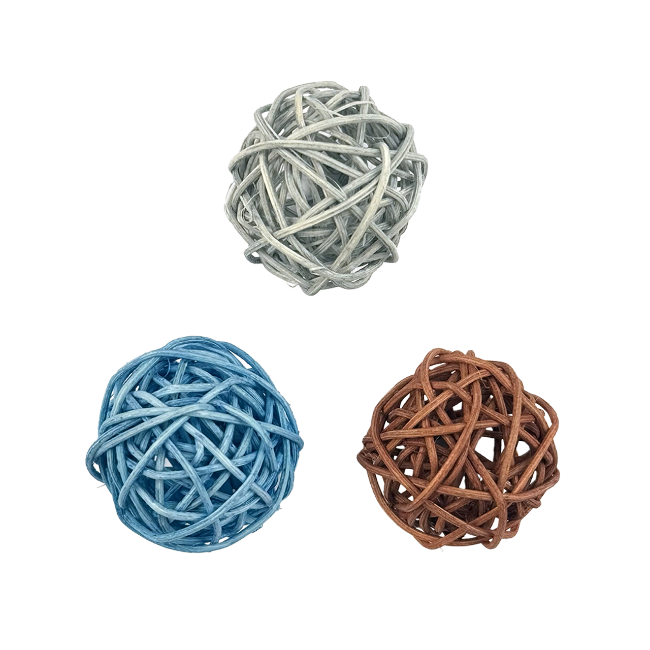 Fog City Pet Wicker Balls Batting Cat Toys, 3-Pack - Front