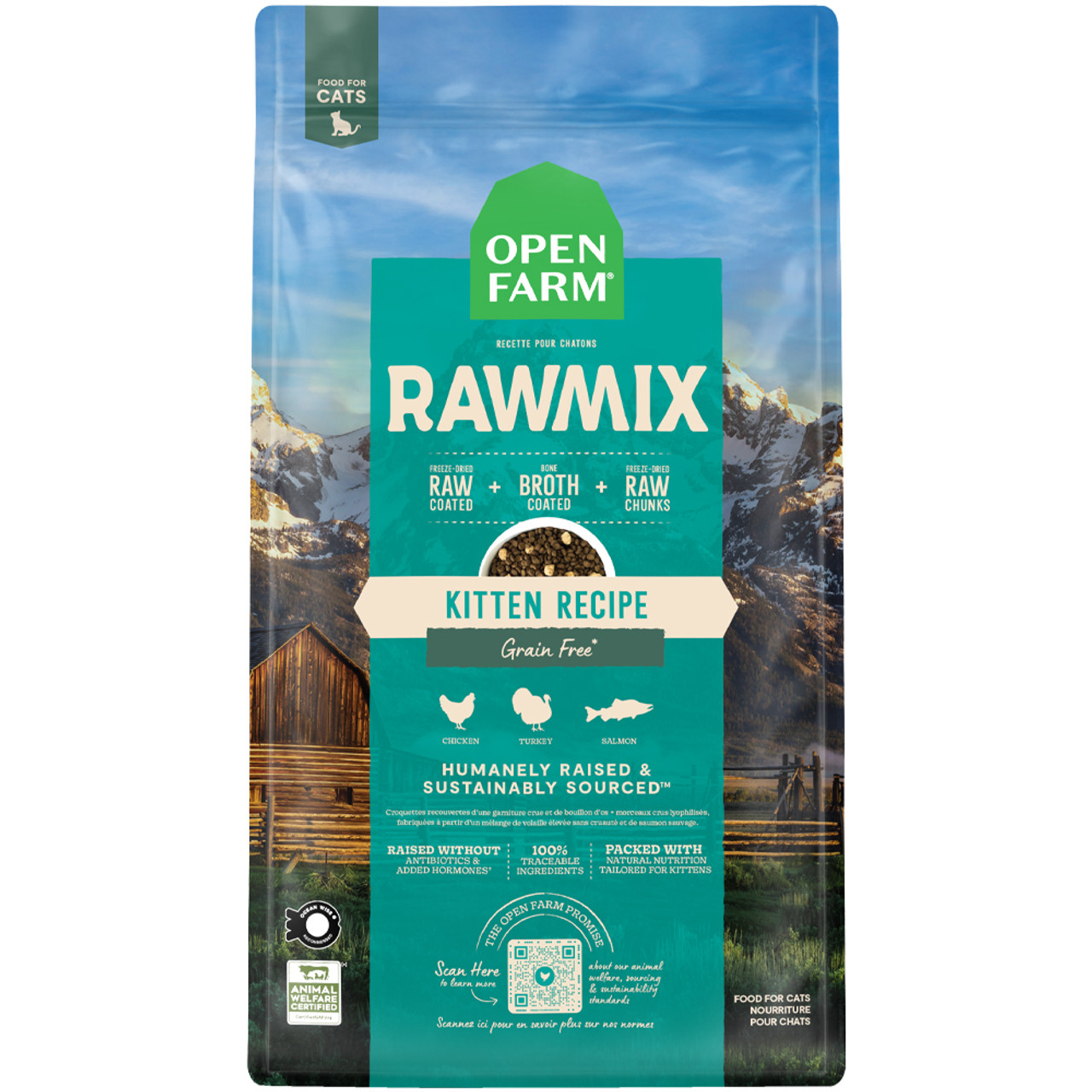 Open Farm RawMix Grain Free Kitten Recipe Dry Cat Food - Front