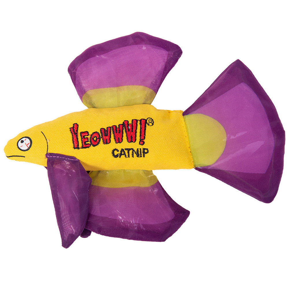 Yeowww! Purple Mo Betta Fish Catnip Cat Toy - Front