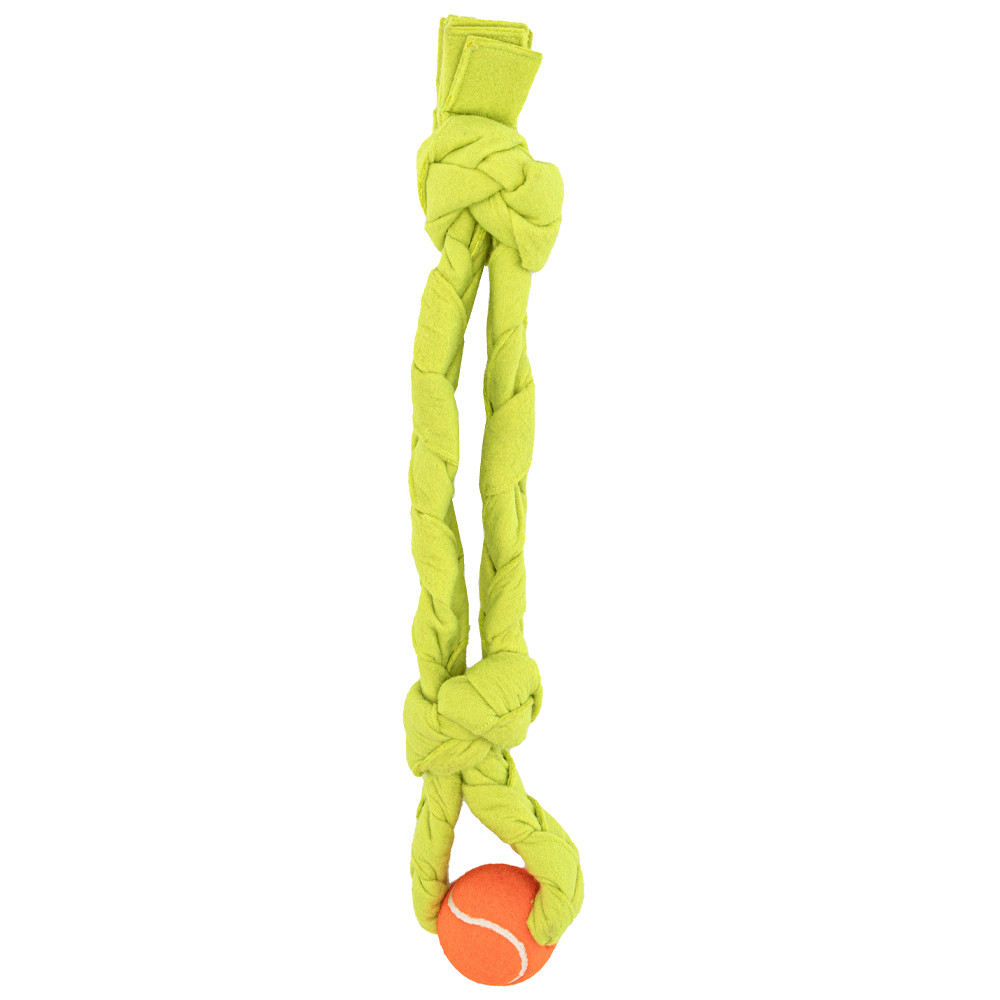 Guru Figure 8 Squeaking Tennis Snuffle Rope Interactive Dog Toy - Front