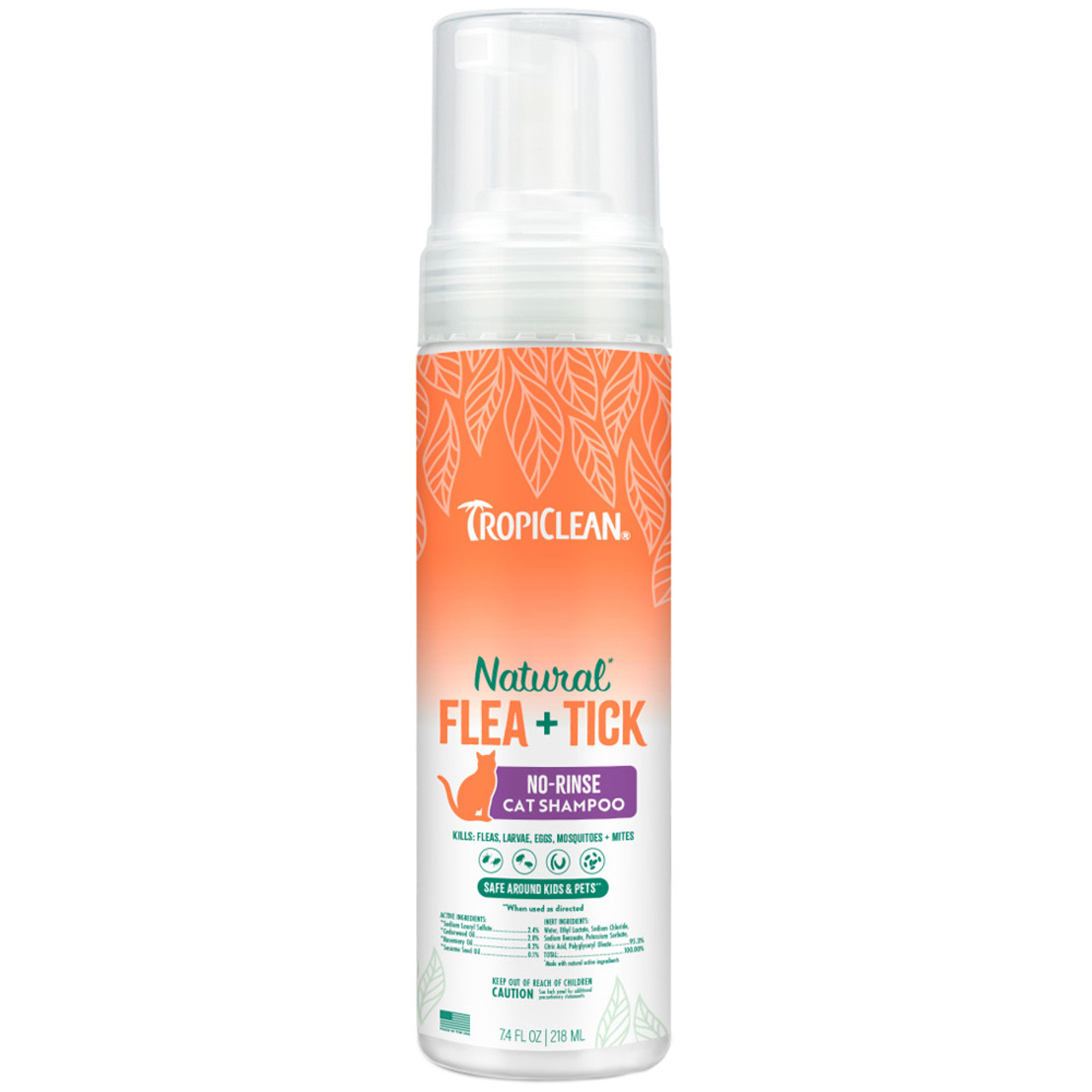 TropiClean Natural Flea & Tick No-Rinse Cat Shampoo - Front