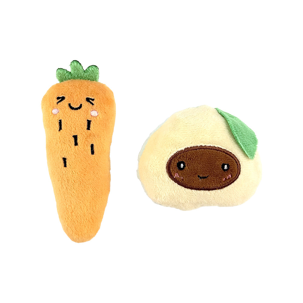 Fog City Pet Carrot & Avocado Duo Plush Catnip Cat Toys, 2-Pack - Front