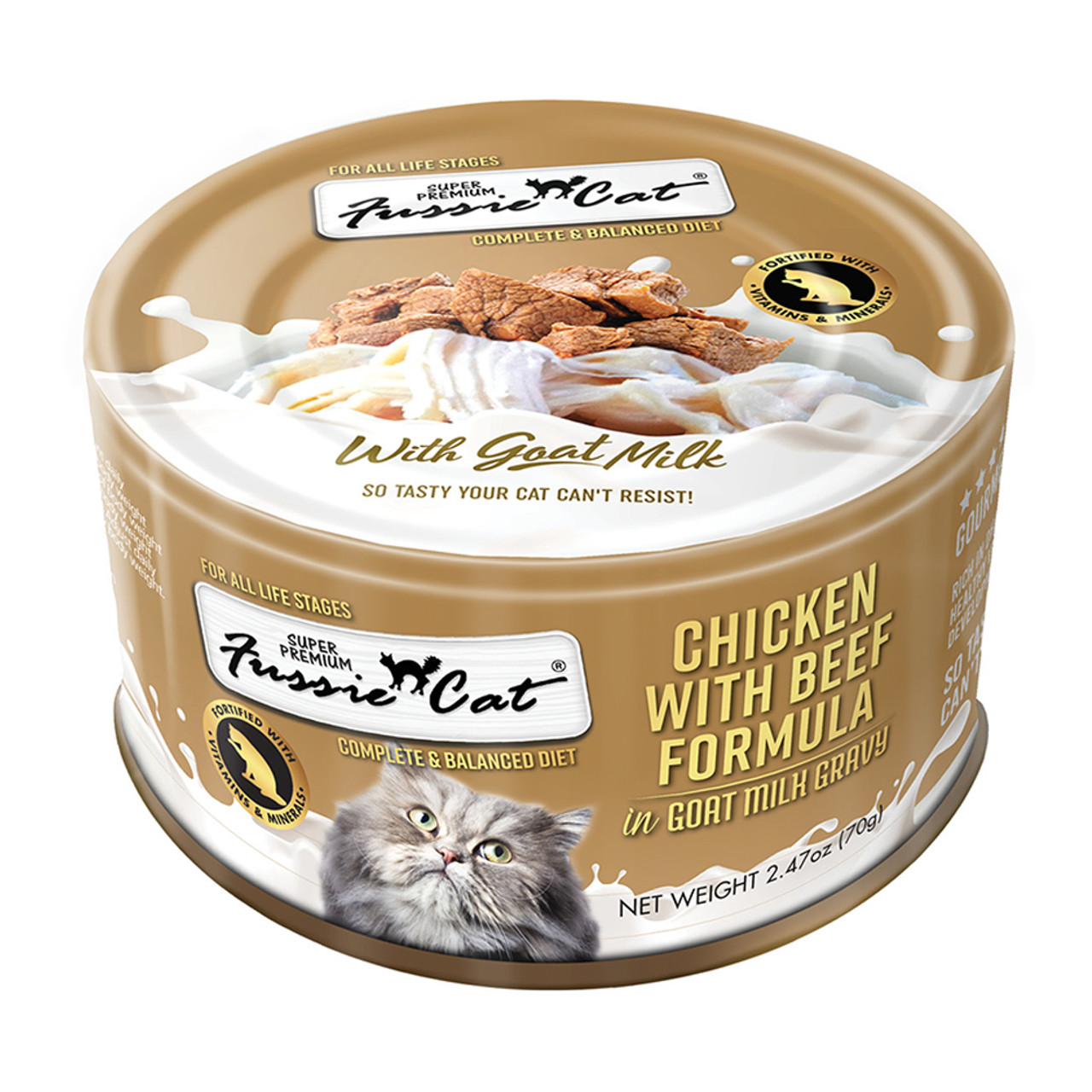 Fussie Cat Super Premium Chicken w/ Beef Formula in Goat Milk Canned Cat Food - Front
