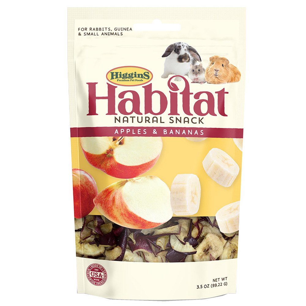 Higgins Habitat Natural Snack Apples & Bananas for Rabbits, Guinea & Small Animals - Front