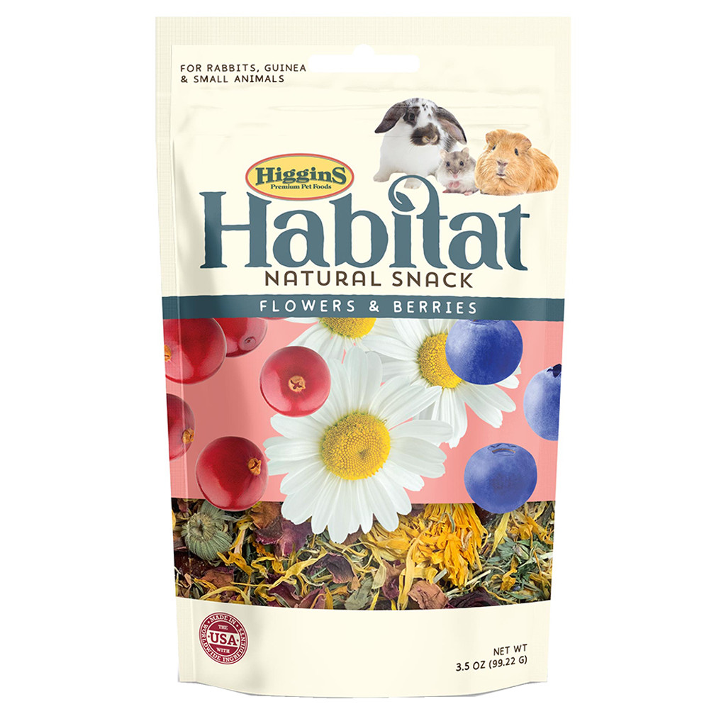 Higgins Habitat Natural Snack Flowers & Berries for Rabbits, Guinea & Small Animals - Front