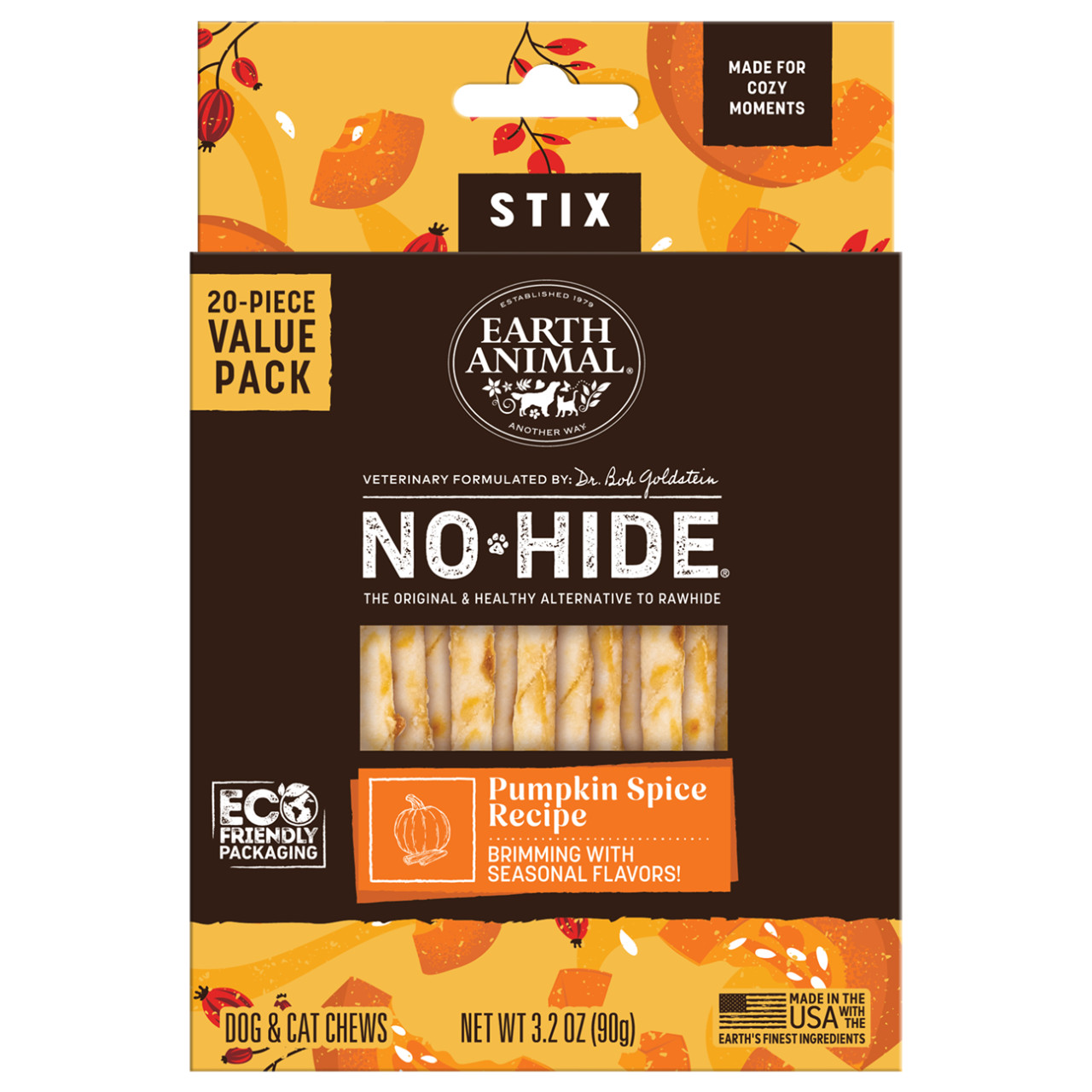 Earth Animal No-Hide Pumpkin Spice Stix Dog & Cat Chew Treats