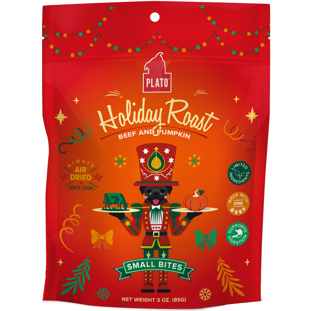 Plato Holiday Roast Beef & Pumpkin Small Bites Air Dried Dog Treats