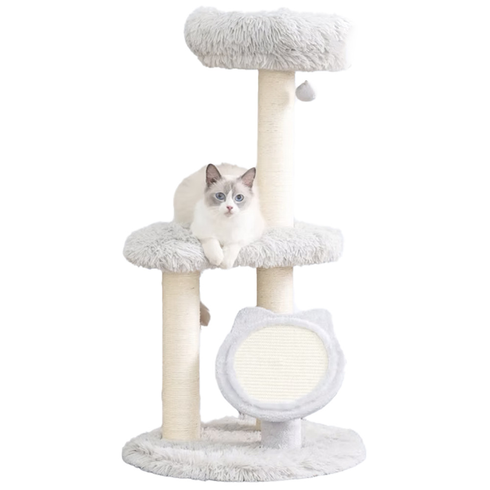 PetPals Rockview Cozy 2-Level Cat Tree - Front