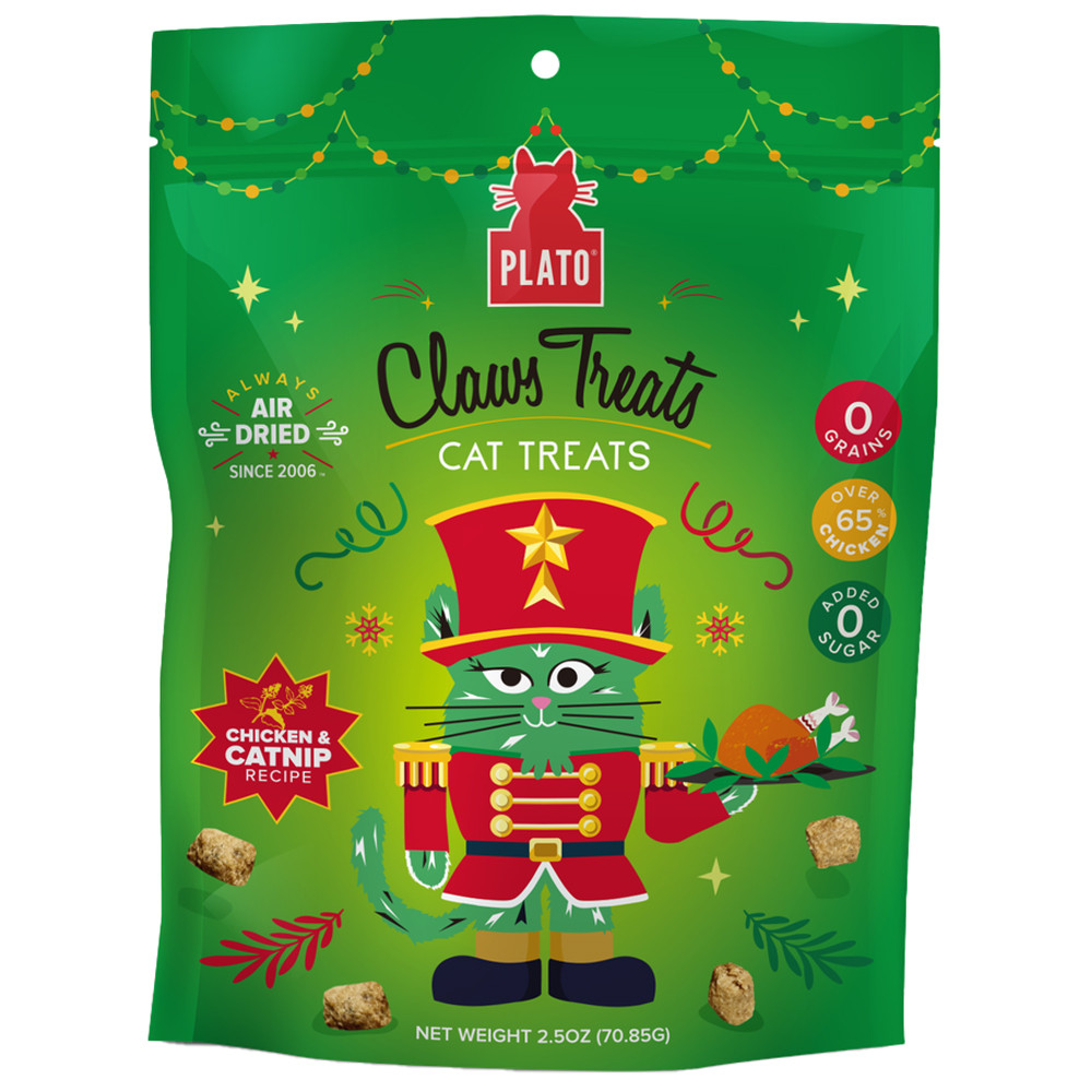 Plato Holiday Claws Chicken & Catnip Recipe Air Dried Cat Treats