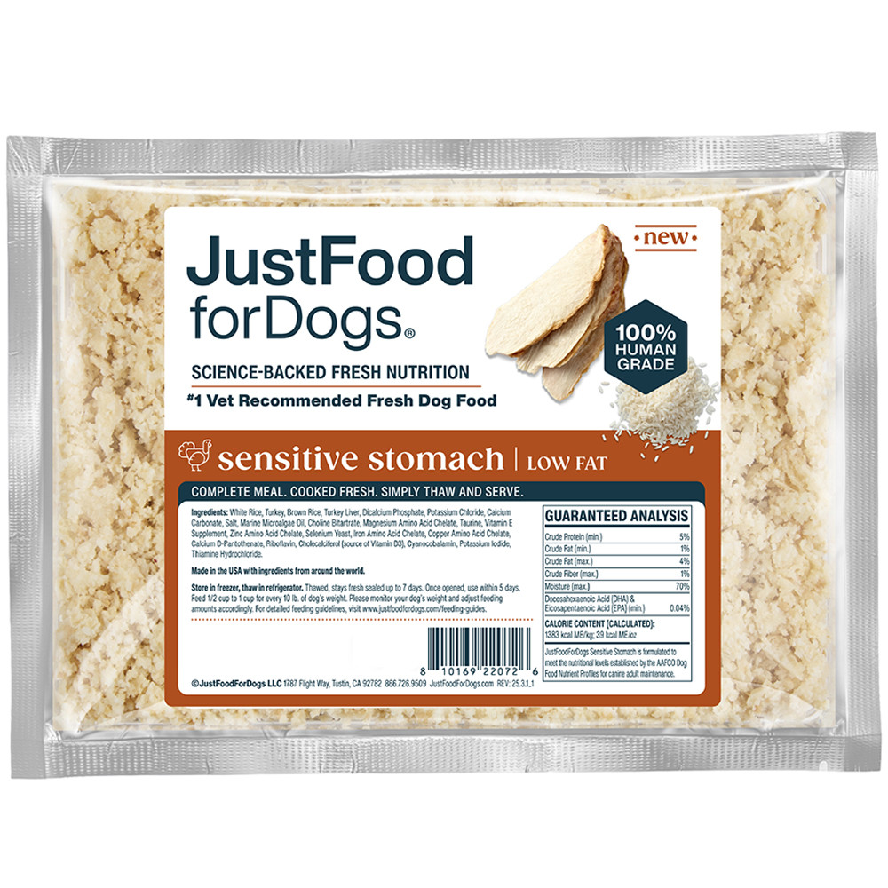 JustFoodforDogs Sensitive Stomach Low Fat Frozen Cooked Dog Food - Front