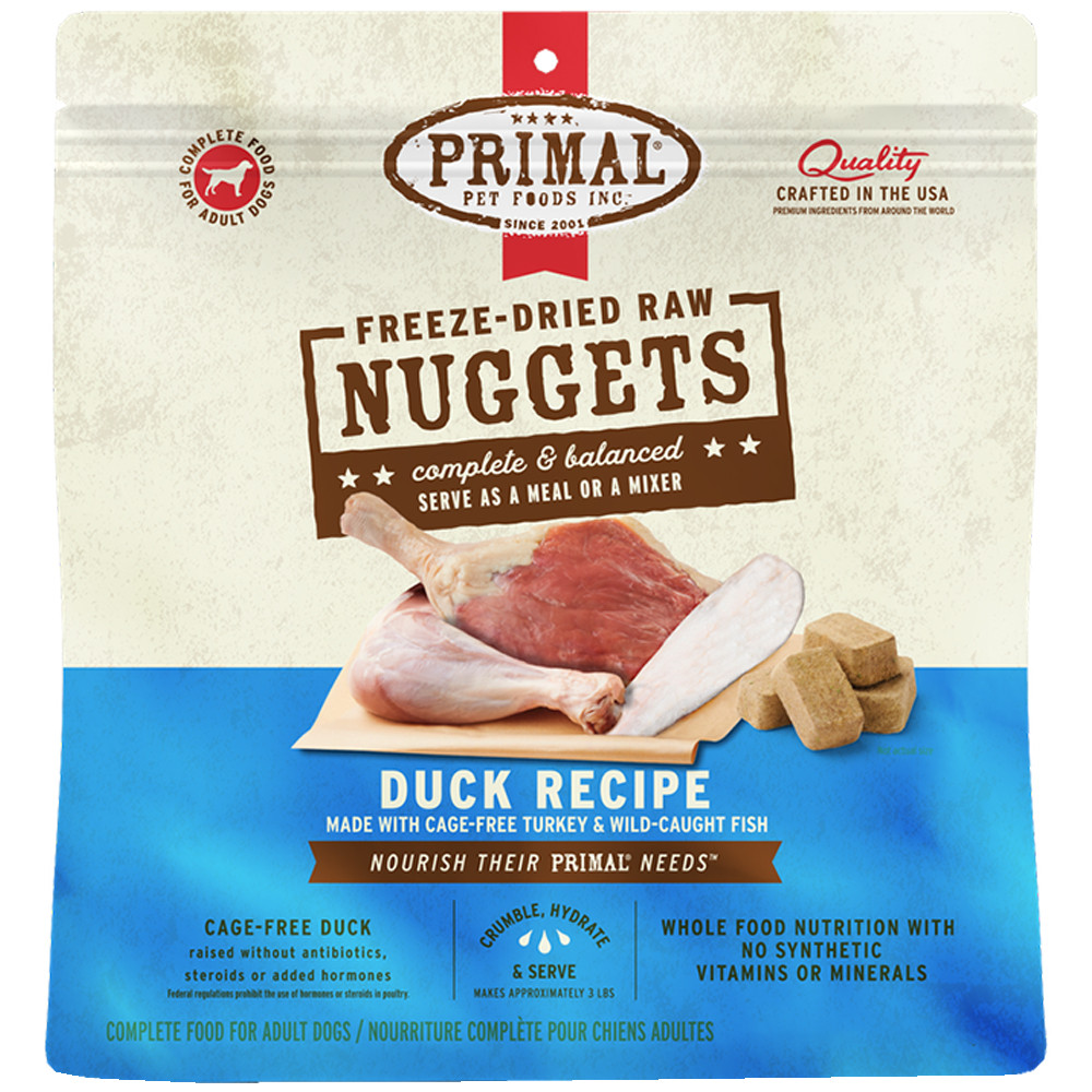 Primal Freeze-Dried Raw Nuggets Duck Recipe Adult Dog Food - Front