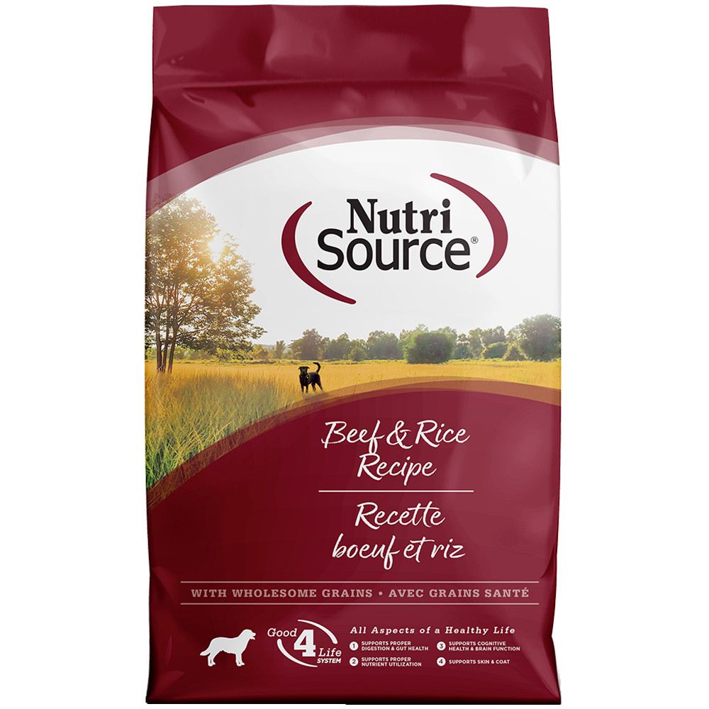 NutriSource Beef & Rice Recipe w/ Wholesome Grains Dry Dog Food - Front