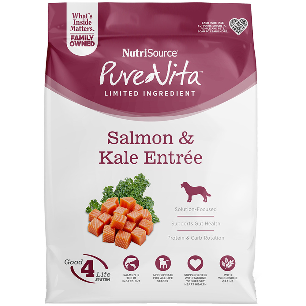 PureVita Limited Ingredient Salmon & Kale Entrée Grain Free Dry Dog Food - Front