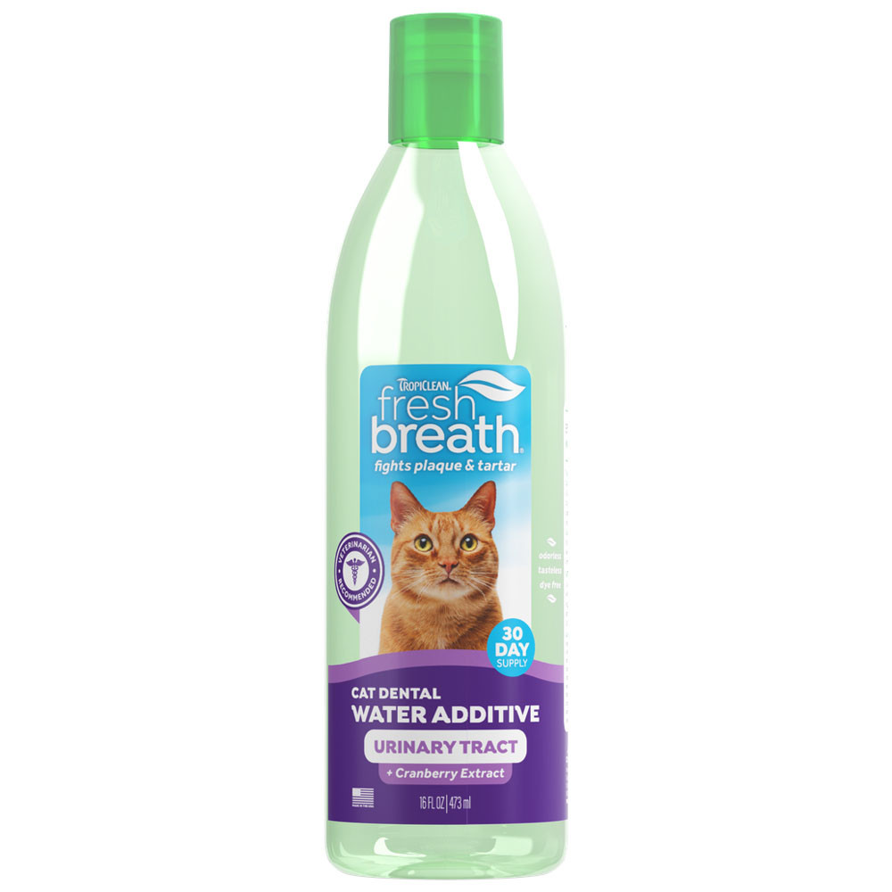 TropiClean Fresh Breath Dental Water Additive + Urinary Tract Support for Cats - Front