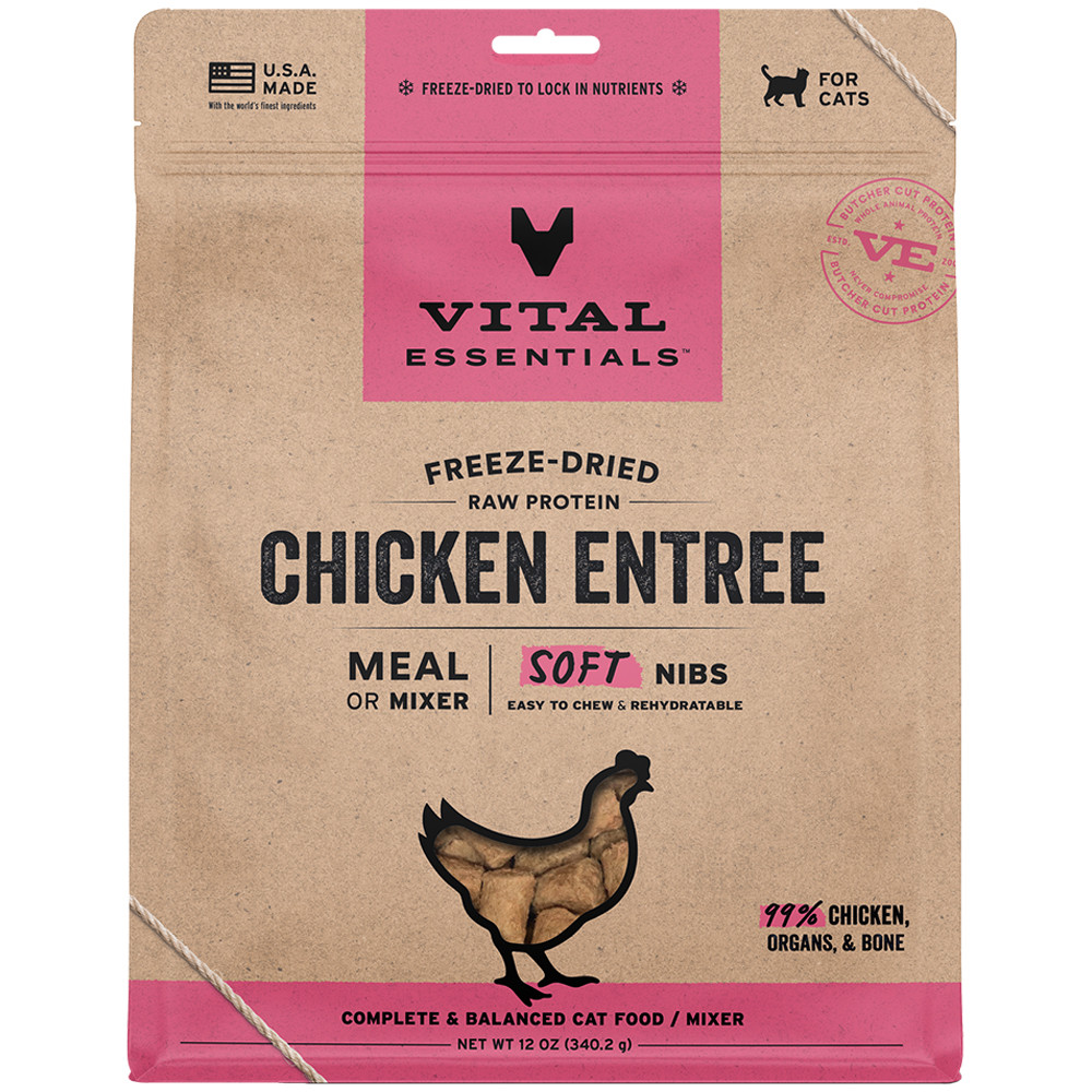 Vital Essentials Chicken Entrée & Mixer Soft Nibs Freeze-Dried Raw Cat Food - Front