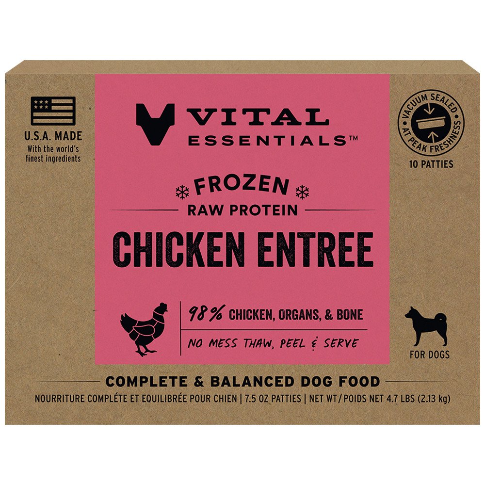 Vital Essentials Chicken Entree Frozen Raw Patties Dog Food - Front