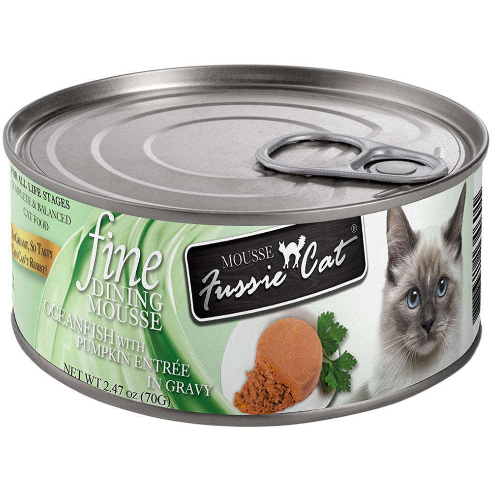 Fussie Cat Fine Dining Mousse Oceanfish w/ Pumpkin Entrée in Gravy Canned Cat Food - Front