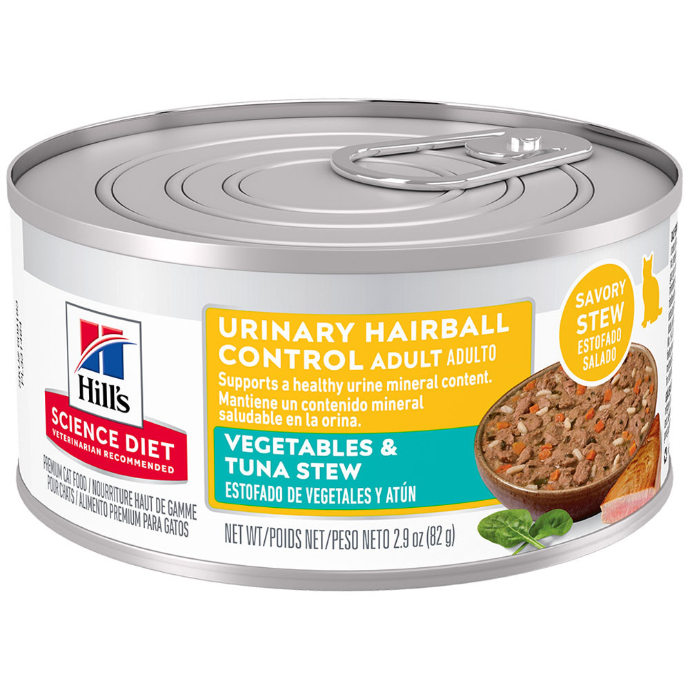 Hill's Science Diet Urinary Hairball Control Vegetables & Tuna Stew Adult Premium Canned Cat Food - Front