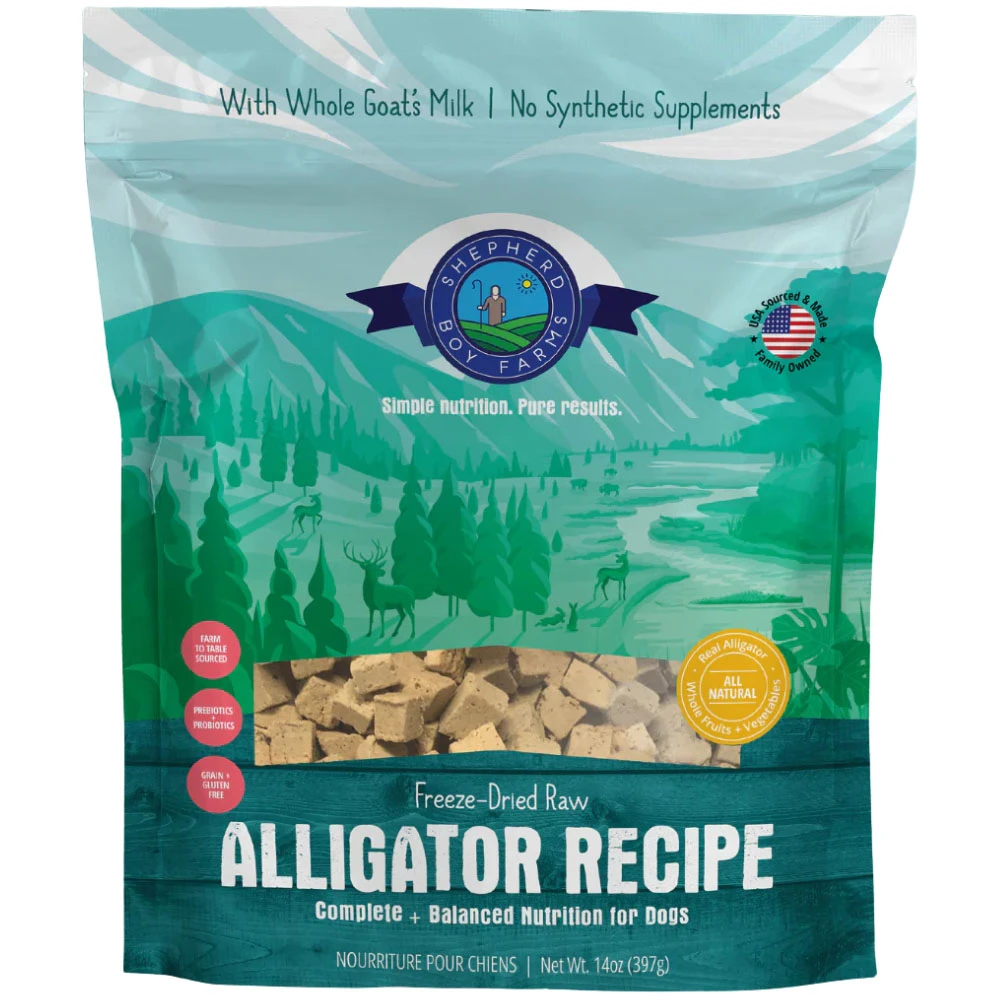 Shepherd Boy Farms Alligator Recipe Freeze-Dried Raw Dog Food - Front
