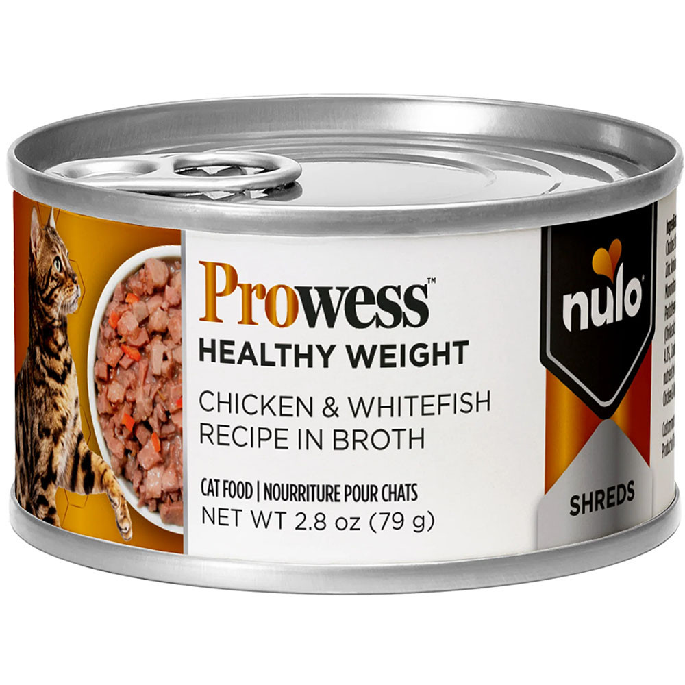 Nulo Prowess Healthy Weight Chicken & Whitefish Shreds Recipe in Broth Adult Canned Cat Food - Front
