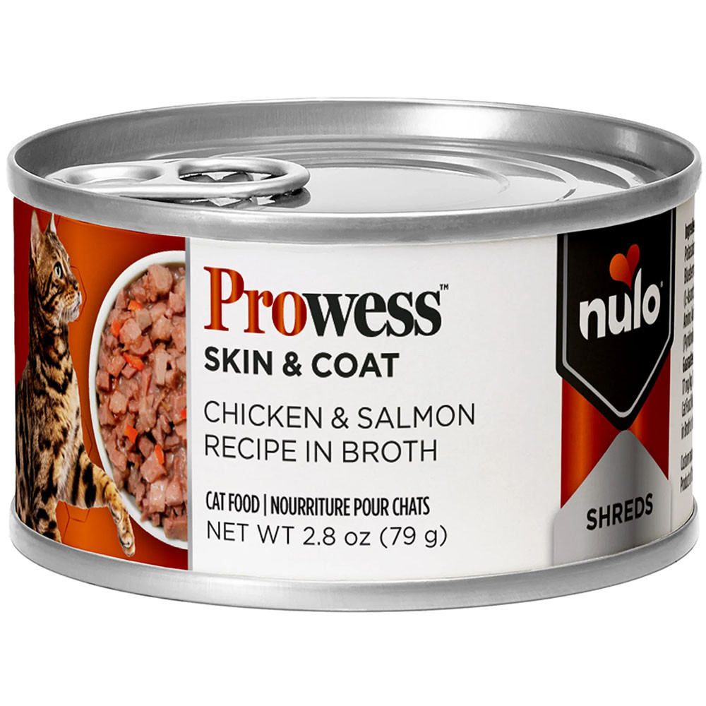 Nulo Prowess Skin & Coat Chicken & Salmon Shreds Recipe in Broth Adult Canned Cat Food - Front