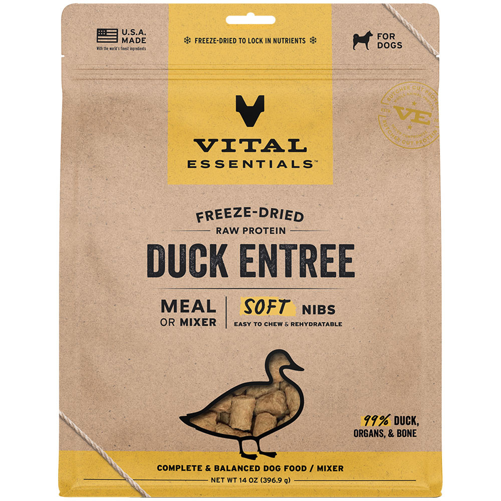 Vital Essentials Duck Entrée & Mixer Soft Nibs Freeze-Dried Raw Dog Food - Front