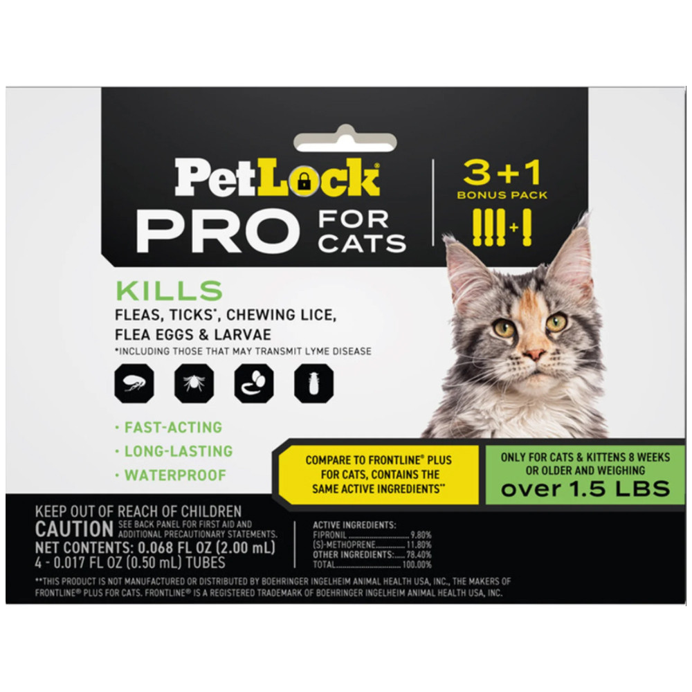 PetLock Pro Flea, Ticks & Chewing Lice Topical Prevention for Cats (Over 1.5 lbs)