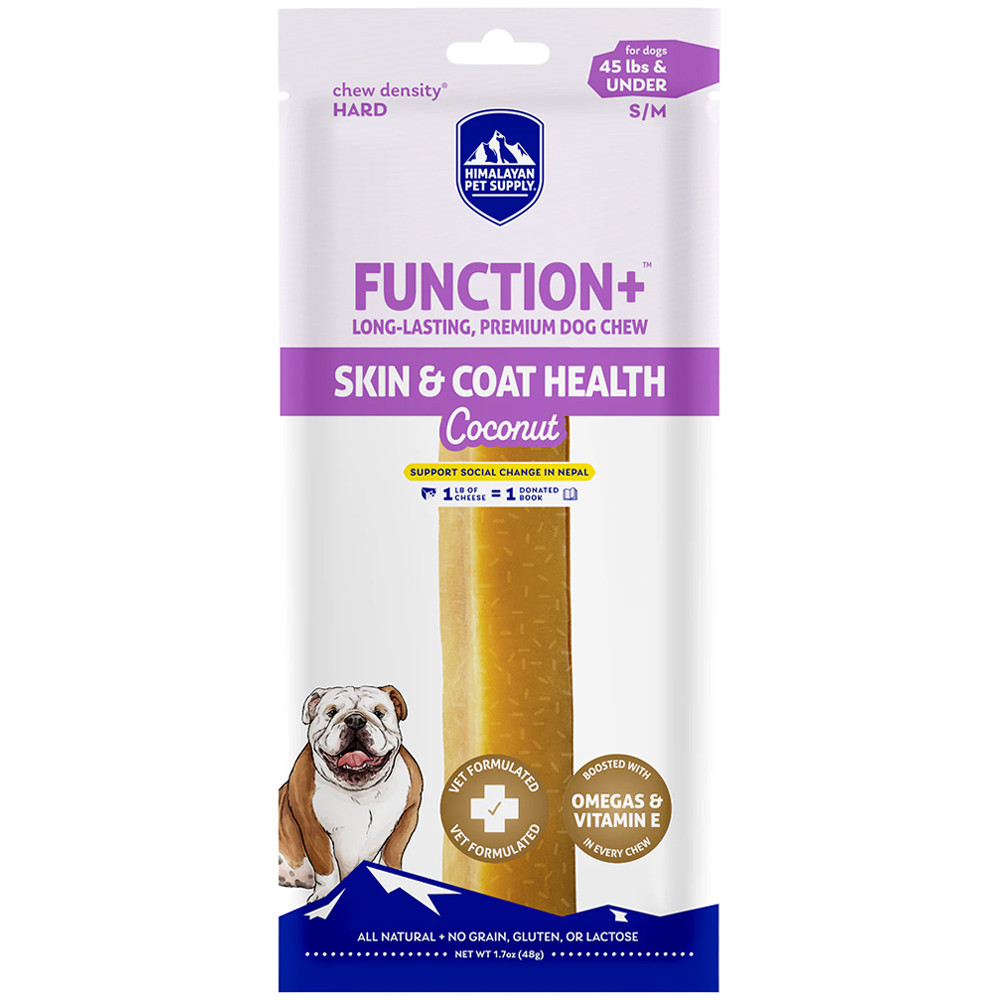 Himalayan Function+ Skin & Coat Health Coconut Dog Chew Treat - Front, Small/ Medium 1.7 oz