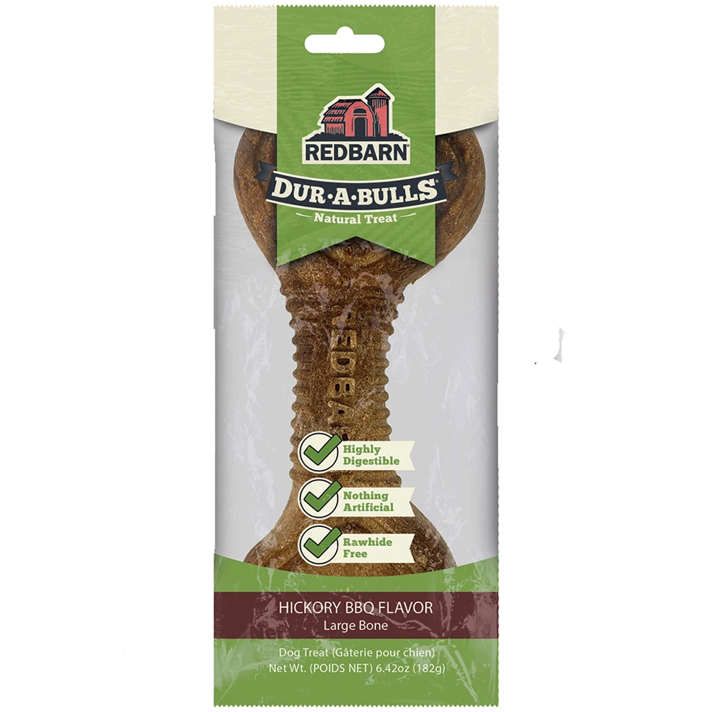 Redbarn Dur-A-Bulls Hickory BBQ Flavor Bone Dog Chew Treat - Front/ 1 ct