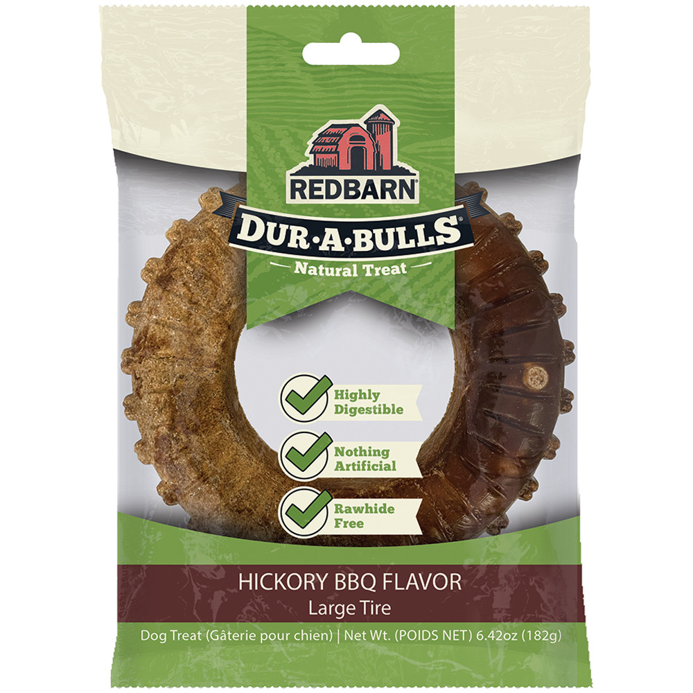 Redbarn Dur-A-Bulls Hickory BBQ Flavor Tire Dog Chew Treat - Front/ 1 ct