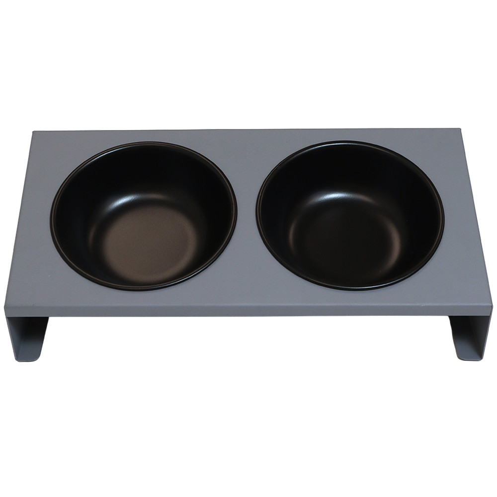 Fog City Pet Metal Double Diner Cat Bowl - Front/ Top