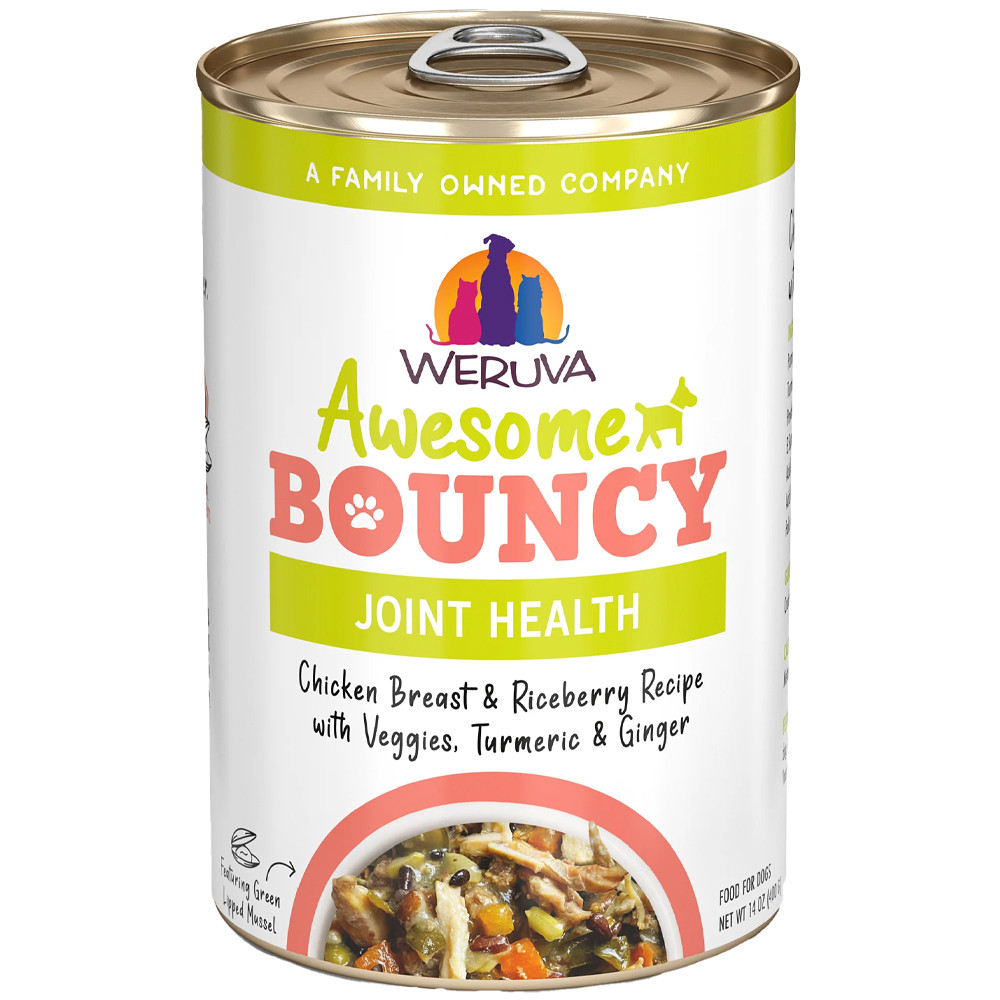 Weruva Awesome Bouncy Joint Health Chicken Breast & Riceberry Recipe w/ Veggies, Turmeric & Ginger Canned Dog Food - Front