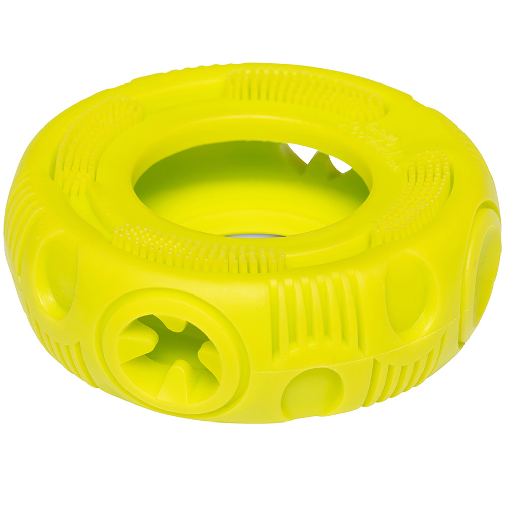 Totally Pooched Stuff 'n Brush Tire Dog Toy - Front