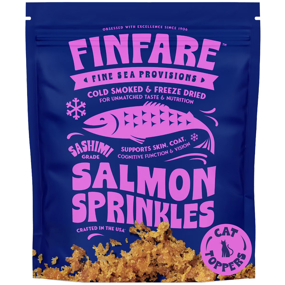 Finfare Sashimi Grade Salmon Sprinkles Cold Smoked & Freeze-Dried Cat Food Topper - Front
