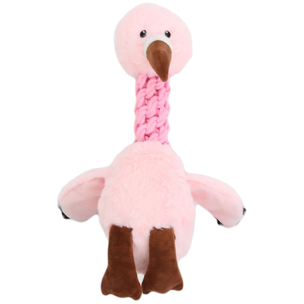 Patchwork Pet Tug & Toss Flamingo Rope Plush Dog Toy - Front