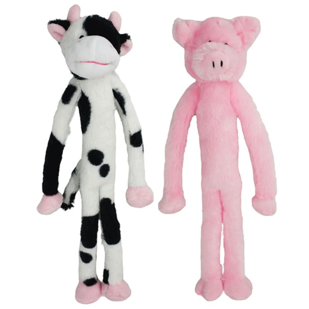 Multipet Mini Swingin Selvin Cow & Pig Plush Dog Toys, 2-Pack - Front