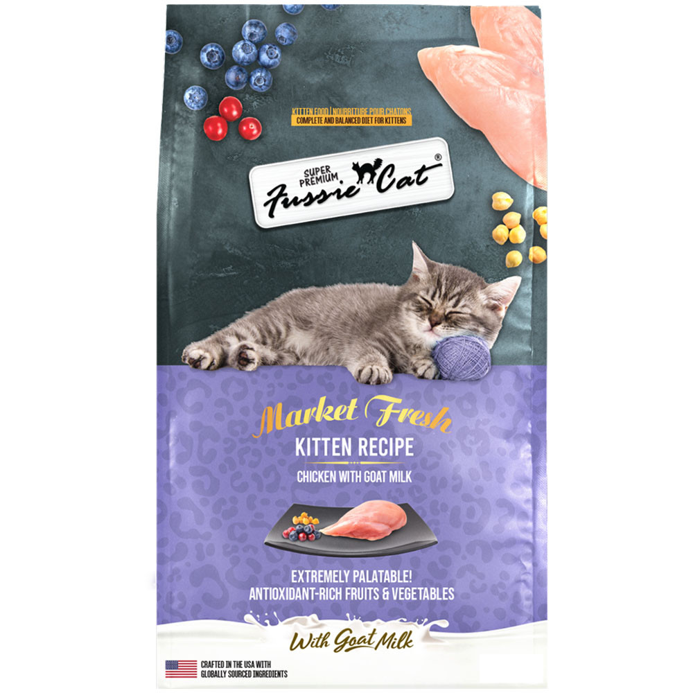 Fussie Cat Market Fresh Kitten Recipe Chicken w/ Goat Milk Premium Dry Cat Food - Front