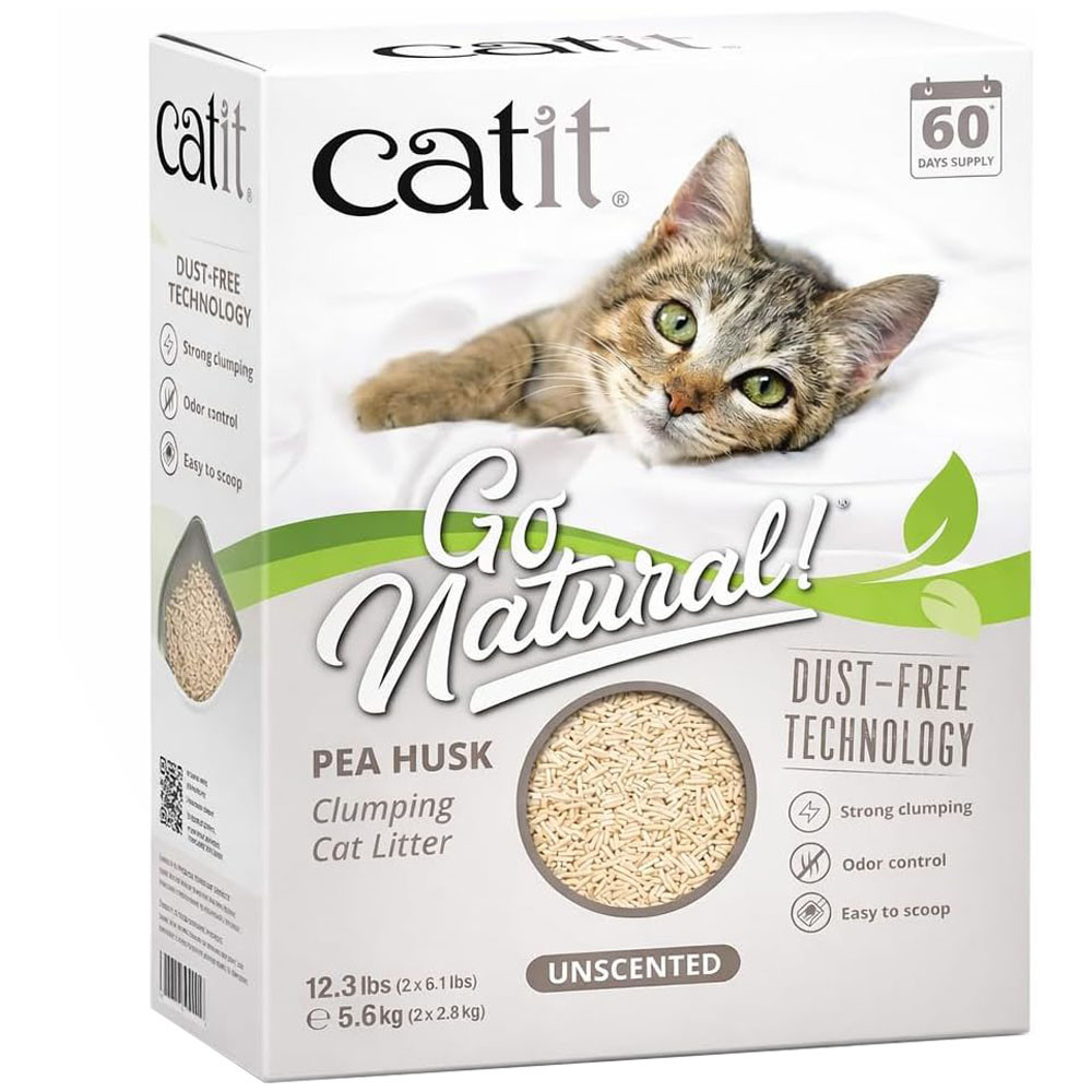 Catit Go Natural! Unscented Pea Husk Clumping Cat Litter - Front