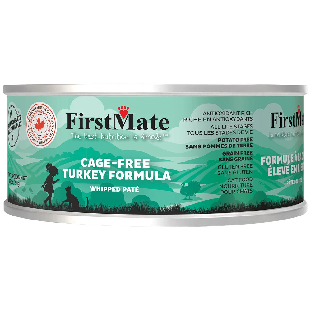 FirstMate Simple & Complete Cage-Free Turkey Formula Whipped Pate Canned Cat Food - Front, 3.2 oz