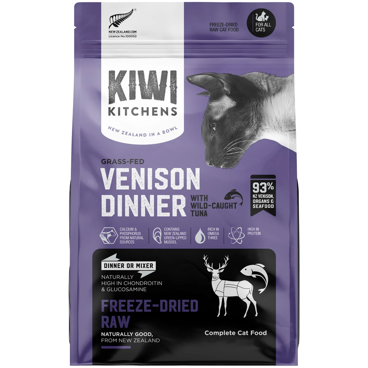 Kiwi Kitchens Grass-Fed Venison Dinner w/ Wild-Caught Tuna Freeze-Dried Raw Cat Food - Front