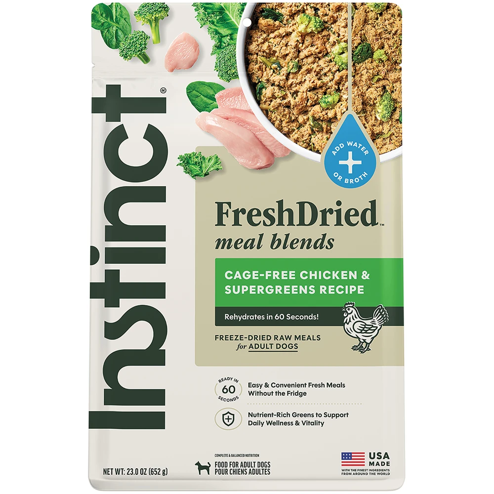 Instinct FreshDried Meal Blends Cage-Free Chicken & SuperGreens Recipe Freeze-Dried Adult Dog Food - Front